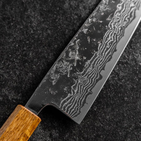 Santoku Sweden Stainless Steel Mirror Nashiji Washi Damascus Yaki Urushi Handle 165mm
