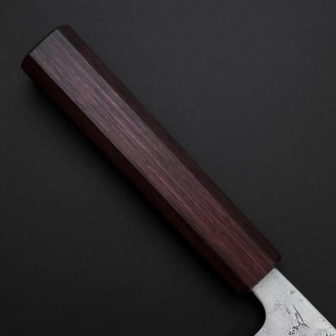 Santoku Sweden Stainless Steel Nashiji Washi Damascus Purple Urushi Handle 165mm