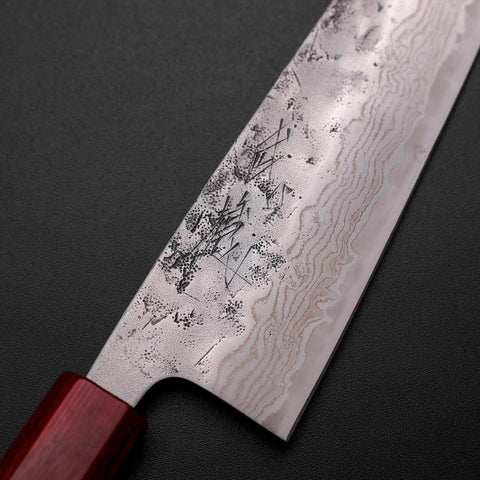 Santoku Sweden Stainless Steel Nashiji Washi Damascus Walnut Handle 165mm