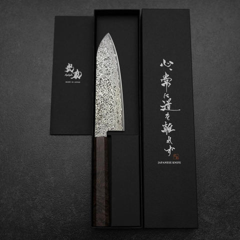 Santoku VG-10 Damascus Brown Birch Handle 165mm