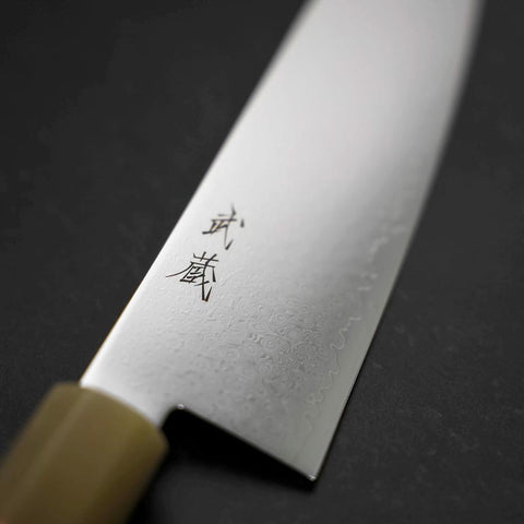 Santoku VG-10 Damascus Buffalo Dark Pink Maple Handle 180mm