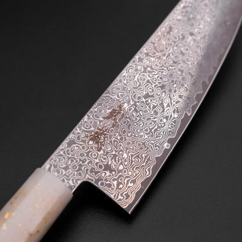 Santoku VG-10 Damascus Ocean White Black Gold Handle 165mm