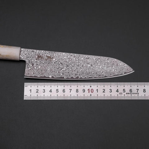 Santoku VG-10 Damascus Ocean White Black Gold Handle 165mm