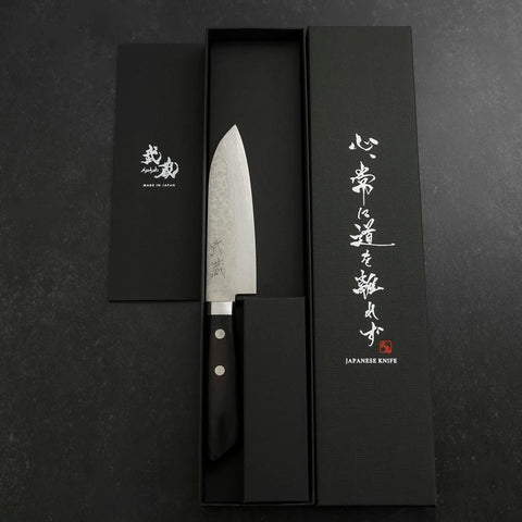 Santoku VG-10 Damascus Western Black Handle 135mm
