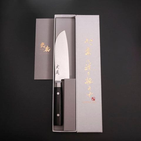 Santoku VG-10 Damascus Western Black Round Handle 135mm