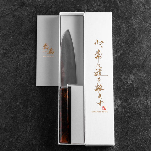 Santoku VG-10 Damascus Yamanaka Red Urushi Handle 130mm