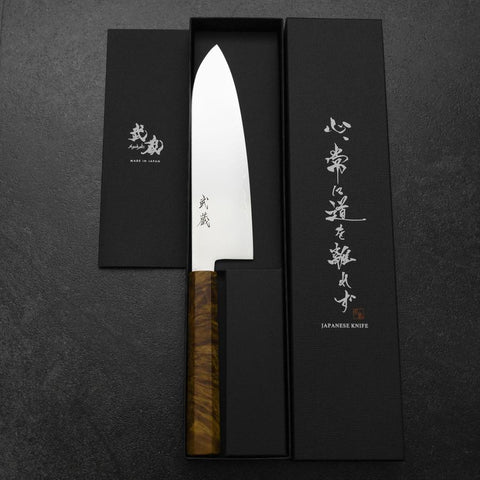 Santoku VG-10 Damascus Yellow-Brown Birch Handle 180mm