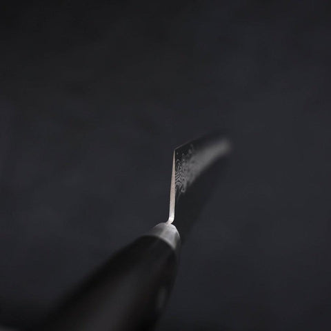 Santoku VG-10 Mirror Tsuchime Damascus Western Black Handle 180mm