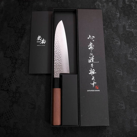 Santoku VG-10 Tsuchime Damascus Walnut Handle 165mm