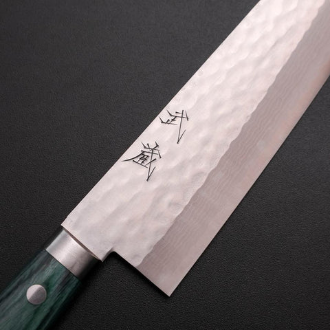 Santoku VG-10 Tsuchime Damascus Western Green Handle 170mm