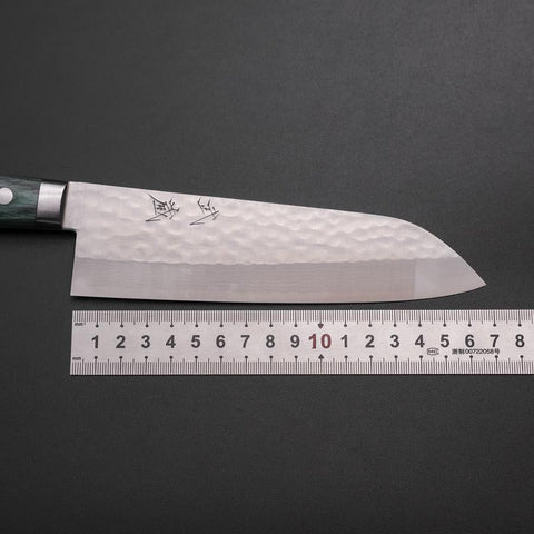 Santoku VG-10 Tsuchime Damascus Western Green Handle 170mm