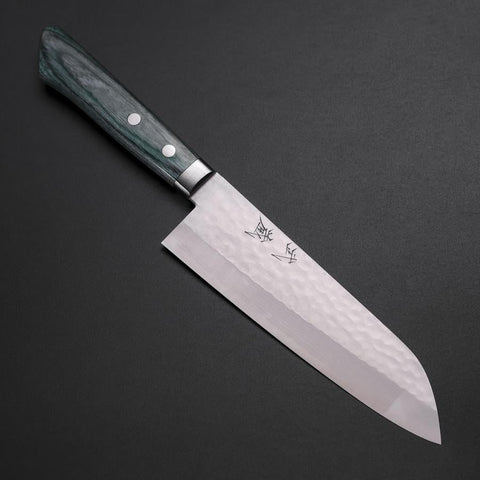 Santoku VG-10 Tsuchime Damascus Western Green Handle 170mm