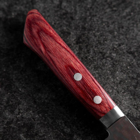 Santoku VG-10 Tsuchime Damasco Manico Occidentale Rosso 170mm