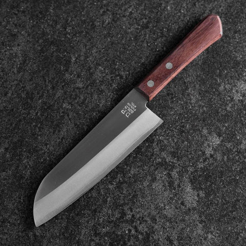 Santoku VG-5 Polished Western Brown Handle 170mm (Tsuba Nashi)