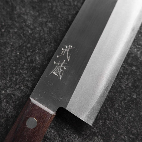 Santoku VG-5 Polished Western Brown Handle 170mm (Tsuba Nashi)