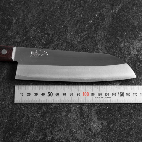 Santoku VG-5 Polished Western Brown Handle 170mm (Tsuba Nashi)