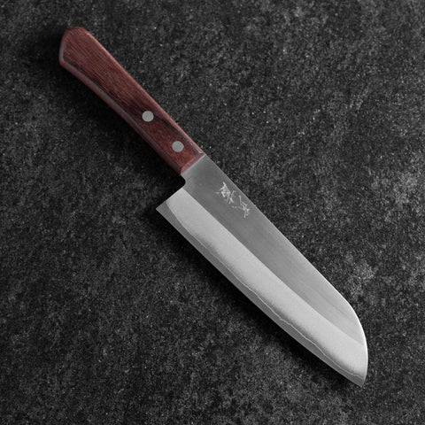 Santoku VG-5 Polished Western Brown Handle 170mm (Tsuba Nashi)