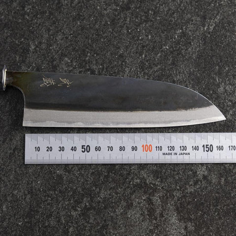 Santoku White Steel #2 Kurouchi Buffalo Magnolia Handle 165mm