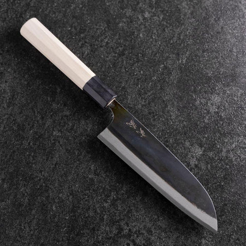 Santoku White Steel #2 Kurouchi Buffalo Magnolia Handle 165mm