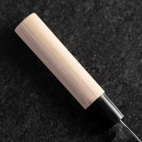 Santoku White Steel #2 Kurouchi Runder Magnolienholz Griff 165mm