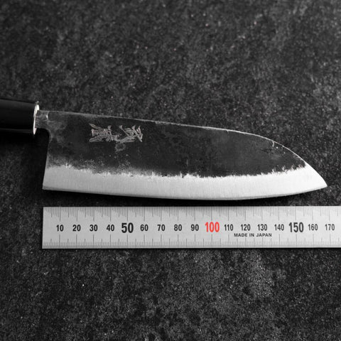 Santoku White Steel #2 Kurouchi Runder Magnolienholz Griff 165mm