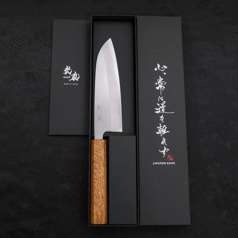 Santoku White Steel #1 Polished Oak Handle 165mm