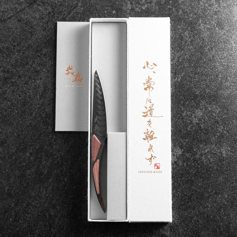 Steak knife VG-10 Mirror Damascus Maple Handle 100mm - Black