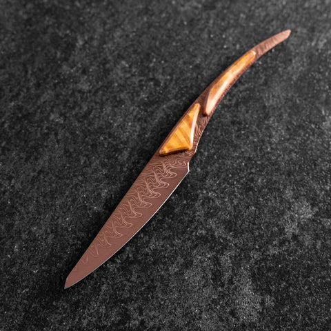 Steak knife VG-10 Mirror Damascus Maple Handle 100mm - Brown
