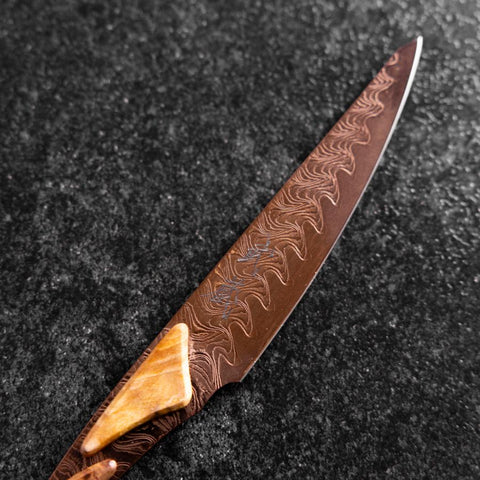 Steak knife VG-10 Mirror Damascus Maple Handle 100mm - Brown