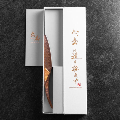 Steak knife VG-10 Mirror Damascus Maple Handle 100mm - Brown