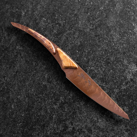 Steak knife VG-10 Mirror Damascus Maple Handle 100mm - Brown