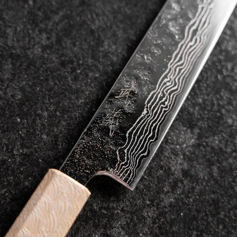 Sujihiki  440C Nashiji Damascus Mirror White Urushi Handle 240mm