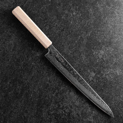 Sujihiki  440C Nashiji Damascus Mirror White Urushi Handle 240mm