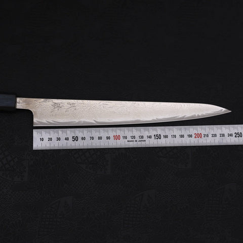 Sujihiki AUS-10 Wave Damascus Dark-Blue Urushi Handle 240mm
