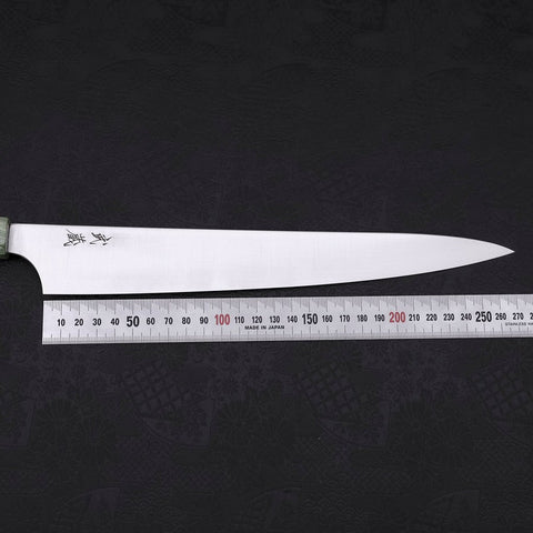 Sujihiki Blue Super Polished Maple Green Handle 270mm
