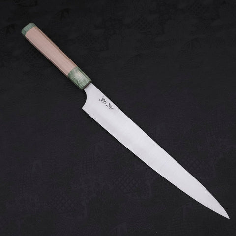Sujihiki Blue Super Polished Maple Green Handle 270mm