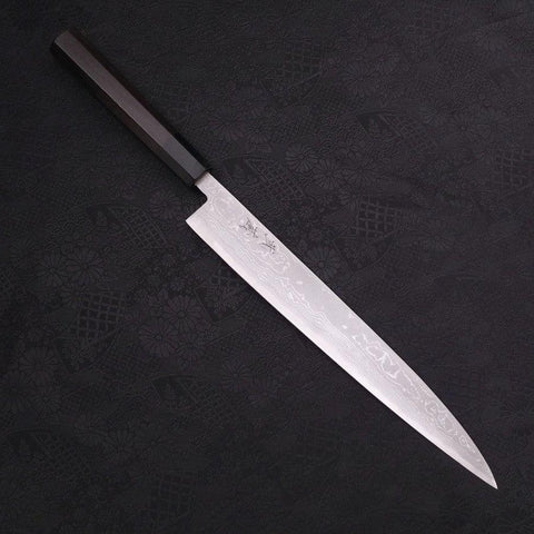 Sujihiki Blue Steel #2 Damascus Buffalo Ebony Handle 270mm
