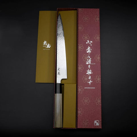 Sujihiki SLD Damascus Buffalo Magnolia Handle 240mm