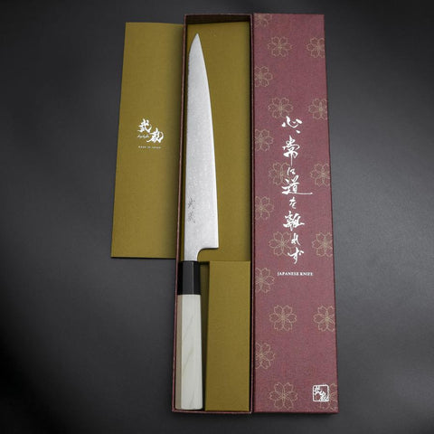 Sujihiki SLD Damascus Buffalo Magnolia Handle 240mm