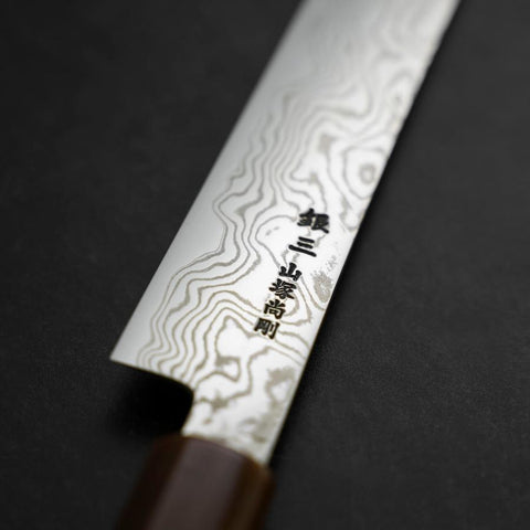 Sujihiki Silver Steel #3 Nickel Damascus Buffalo Turquoise Handle 270mm