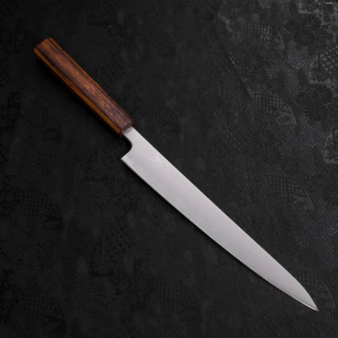 Sujihiki Stainless Clad Blue Super Polished Sumi Urushi Handle 240mm