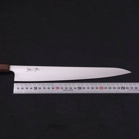 Sujihiki Stainless Clad Blue Super Polished Sumi Urushi Handle 270mm