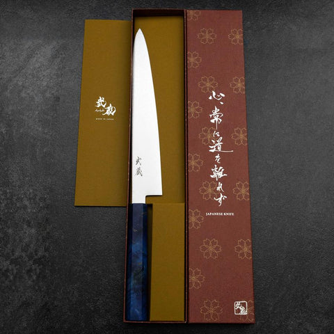 Sujihiki VG-10 Damascus Blue Birch Handle 240mm