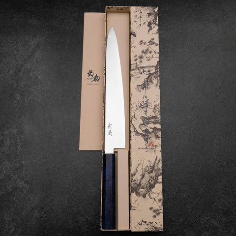 Sujihiki VG-10 Damascus Blue Birch Handle 270mm