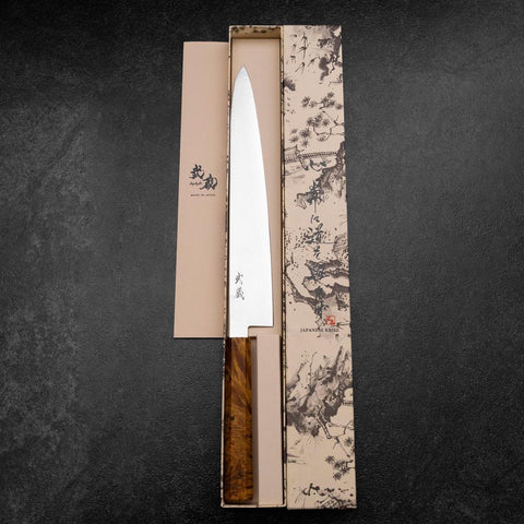 Sujihiki VG-10 Damascus Yellow-Brown Birch Handle 270mm