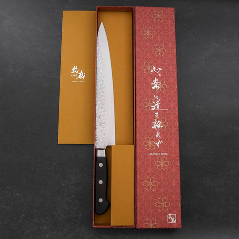 Sujihiki VG-10 Tsuchime Damascus Black Western Handle 245mm