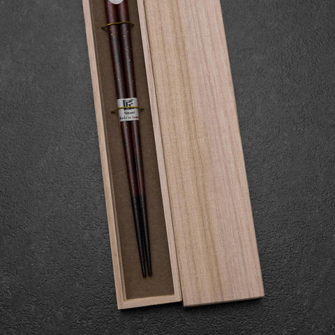 Urushi Ariake Lacquered Wooden Chopsticks 210mm Red with Paulownia Wooden Box