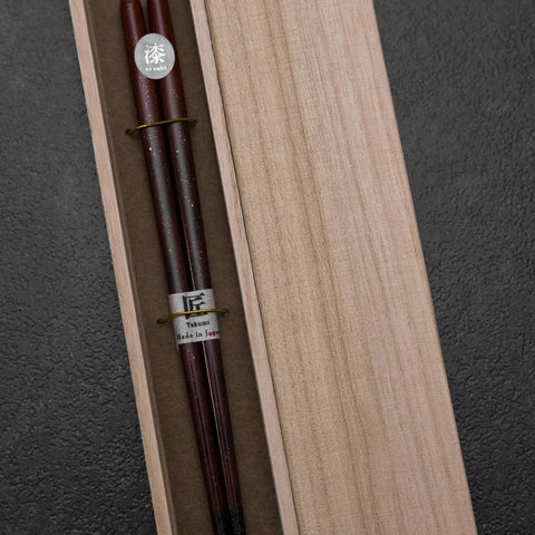 Urushi Ariake Lacquered Wooden Chopsticks 210mm Red with Paulownia Wooden Box