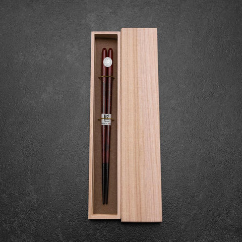 Urushi Ariake Lacquered Wooden Chopsticks 210mm Red with Paulownia Wooden Box