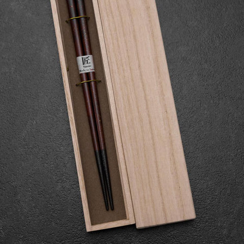 Urushi Ariake Lacquered Wooden Chopsticks 230mm Black with Paulownia Wooden Box
